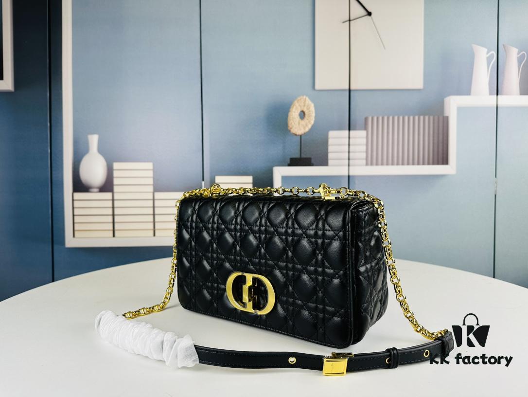 Large DIOR Caro Bag in Toffee Beige Calfskin with Cannage Stitching