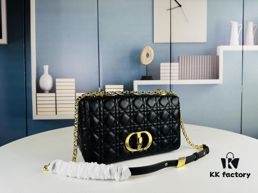 Large DIOR Caro Bag in Toffee Beige Calfskin with Cannage Stitching