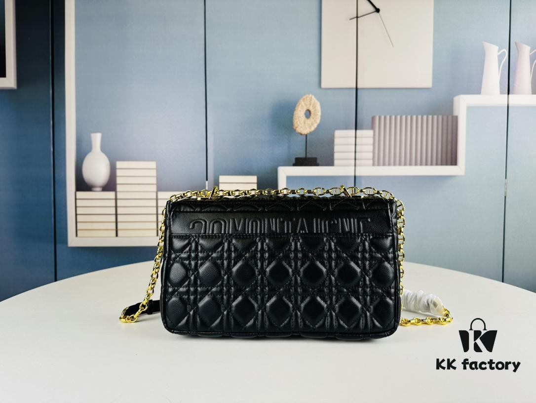 Large DIOR Caro Bag in Toffee Beige Calfskin with Cannage Stitching