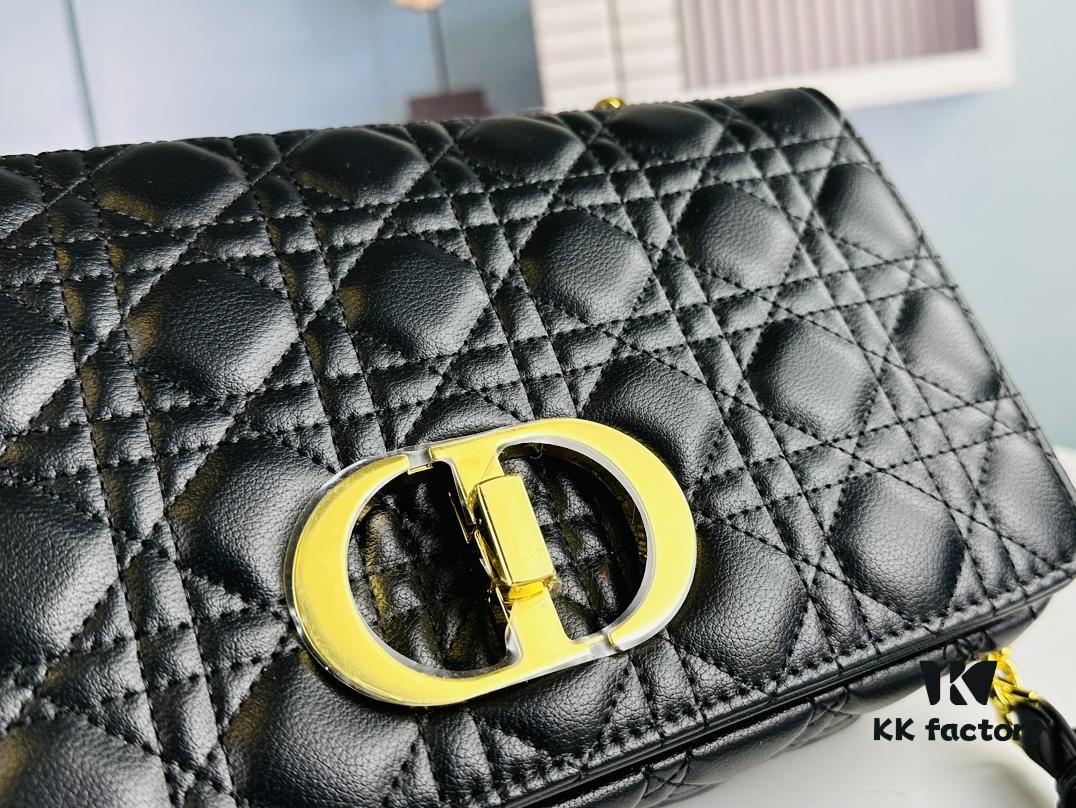 Large DIOR Caro Bag in Toffee Beige Calfskin with Cannage Stitching