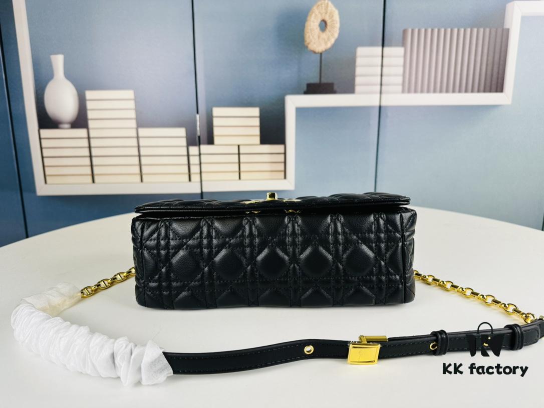 Large DIOR Caro Bag in Toffee Beige Calfskin with Cannage Stitching