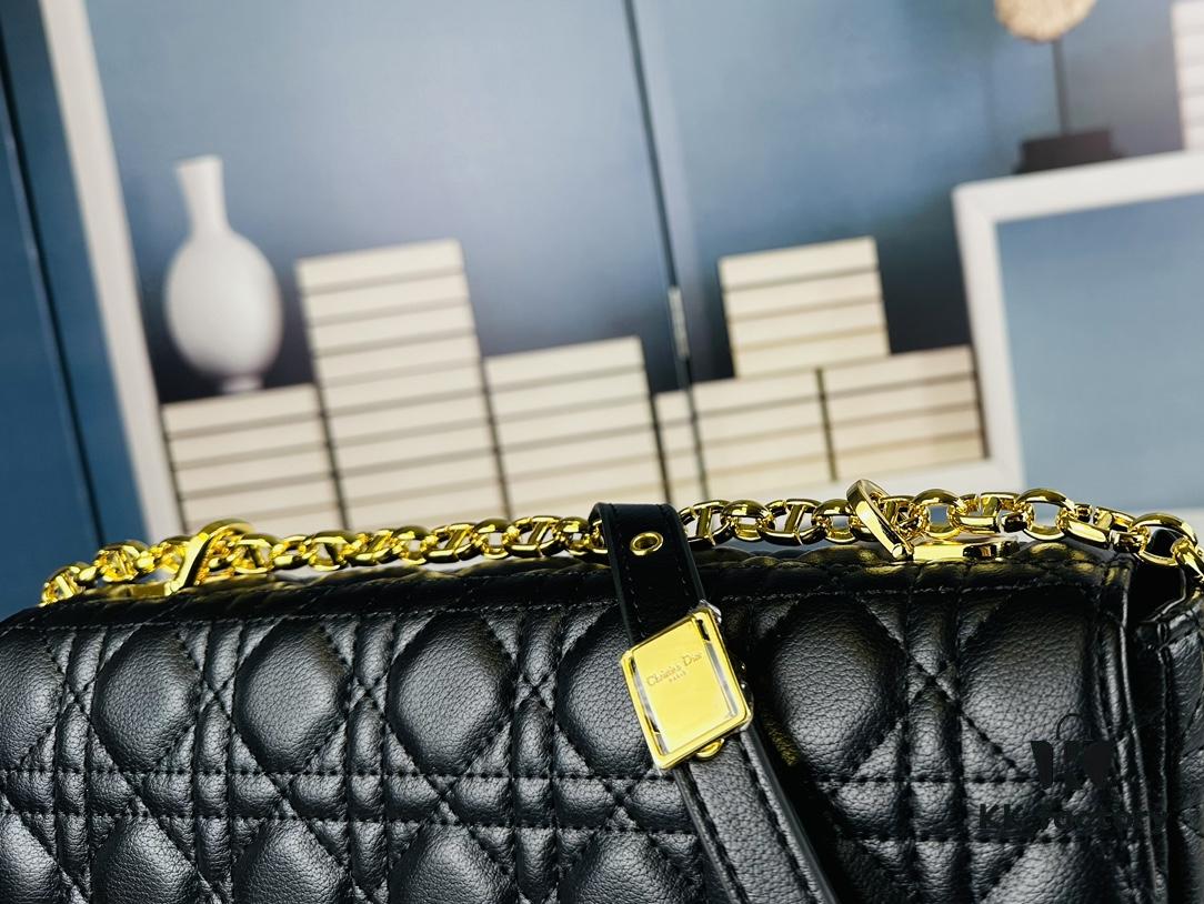 Large DIOR Caro Bag in Toffee Beige Calfskin with Cannage Stitching