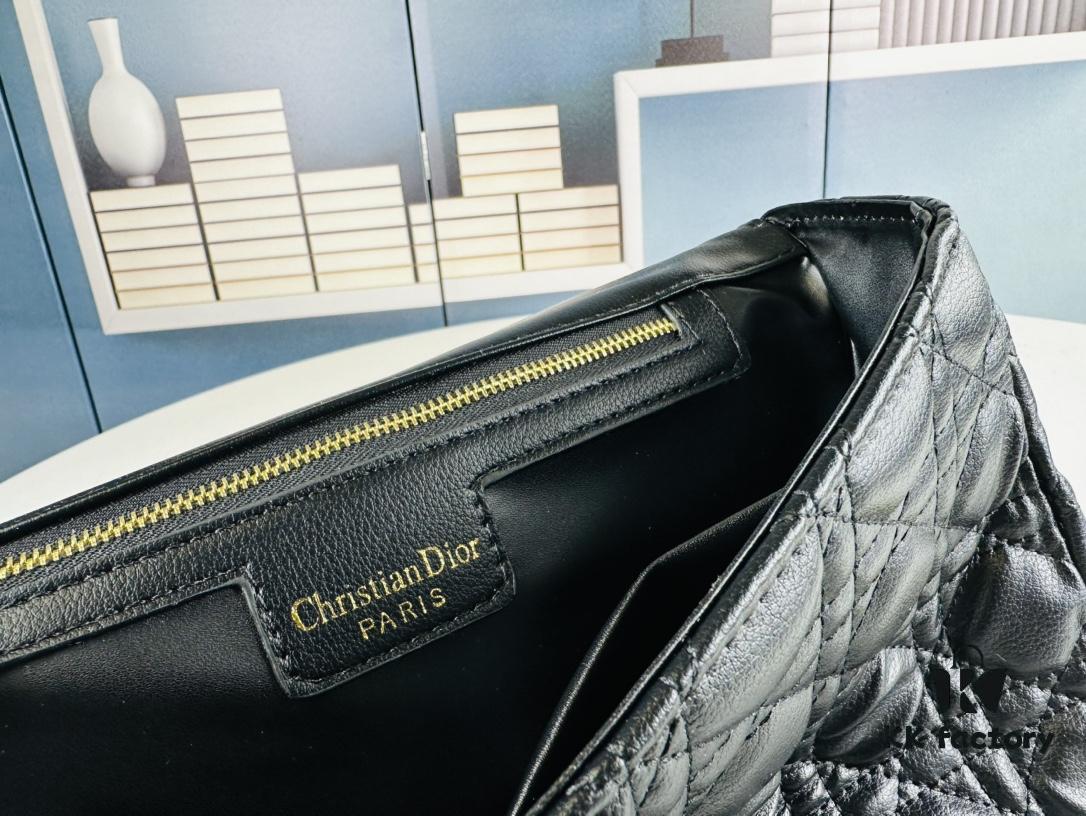 Large DIOR Caro Bag in Toffee Beige Calfskin with Cannage Stitching