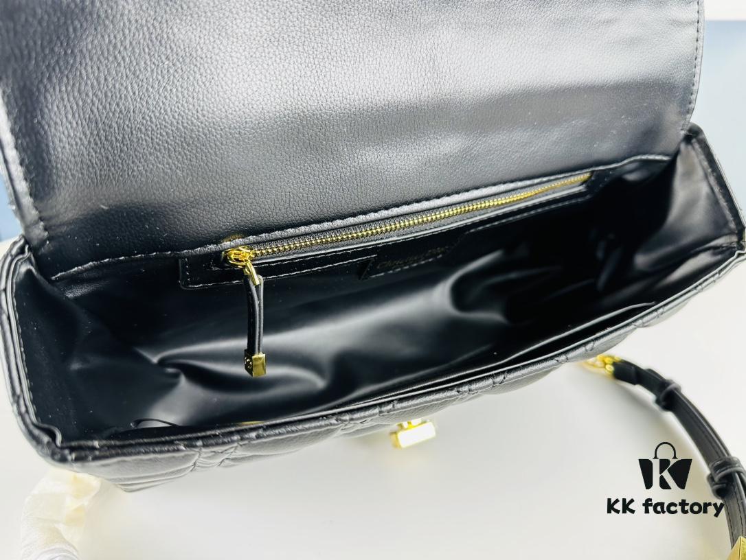 Large DIOR Caro Bag in Toffee Beige Calfskin with Cannage Stitching