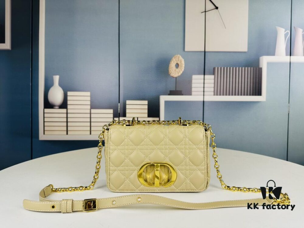 Dior Caro Mini Bag in Caramel Beige Calfskin with Cannage Stitching