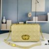 Large DIOR Caro Handbag in Caramel Beige Calfskin with Cannage Stitching