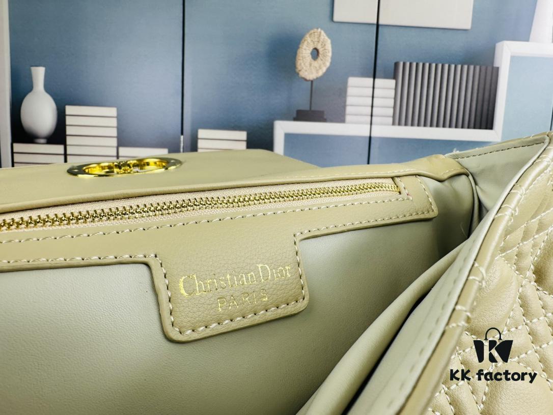 Large DIOR Caro Handbag in Caramel Beige Calfskin with Cannage Stitching