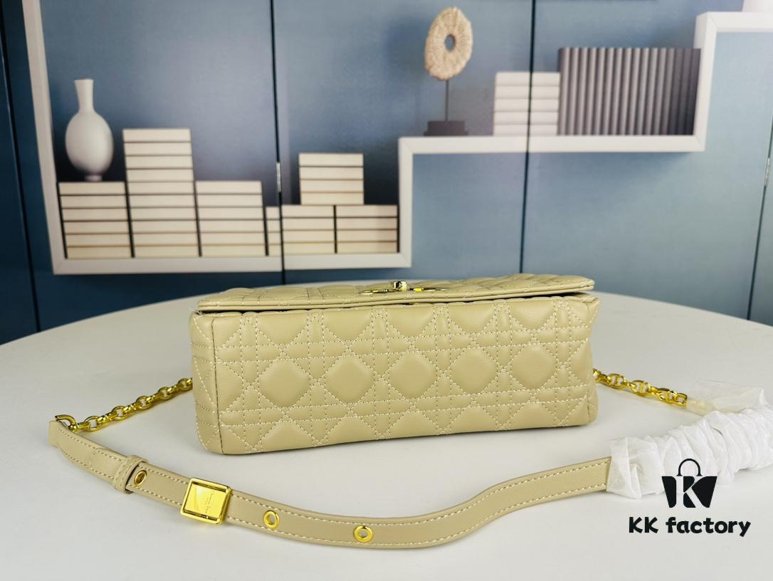 Large DIOR Caro Handbag in Caramel Beige Calfskin with Cannage Stitching