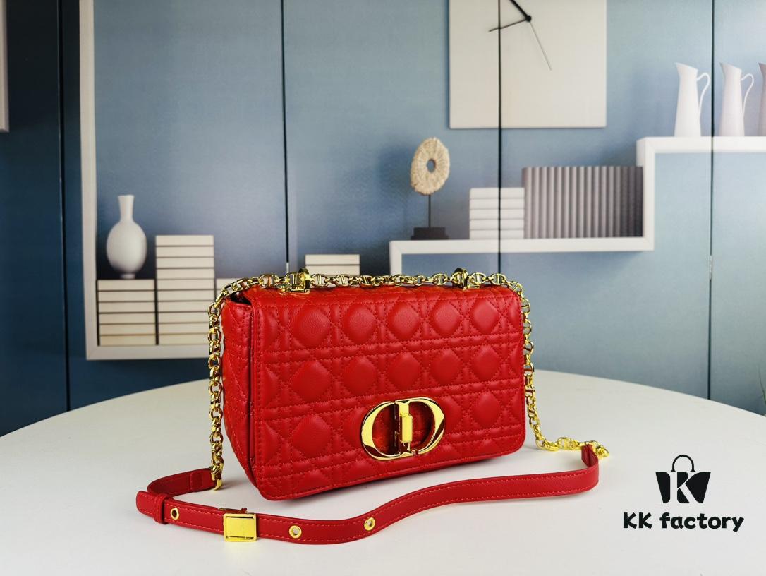 Medium Dior Caro Bag in Caramel Beige Calfskin with Cannage Stitching