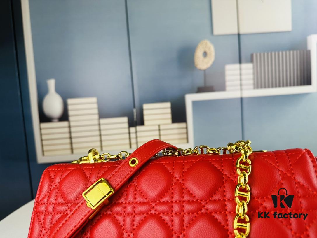 Medium Dior Caro Bag in Caramel Beige Calfskin with Cannage Stitching