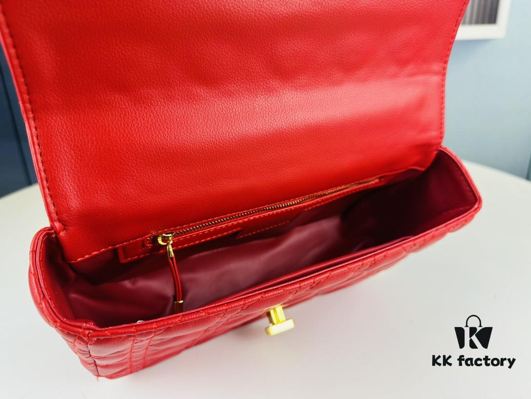 Medium Dior Caro Bag in Caramel Beige Calfskin with Cannage Stitching