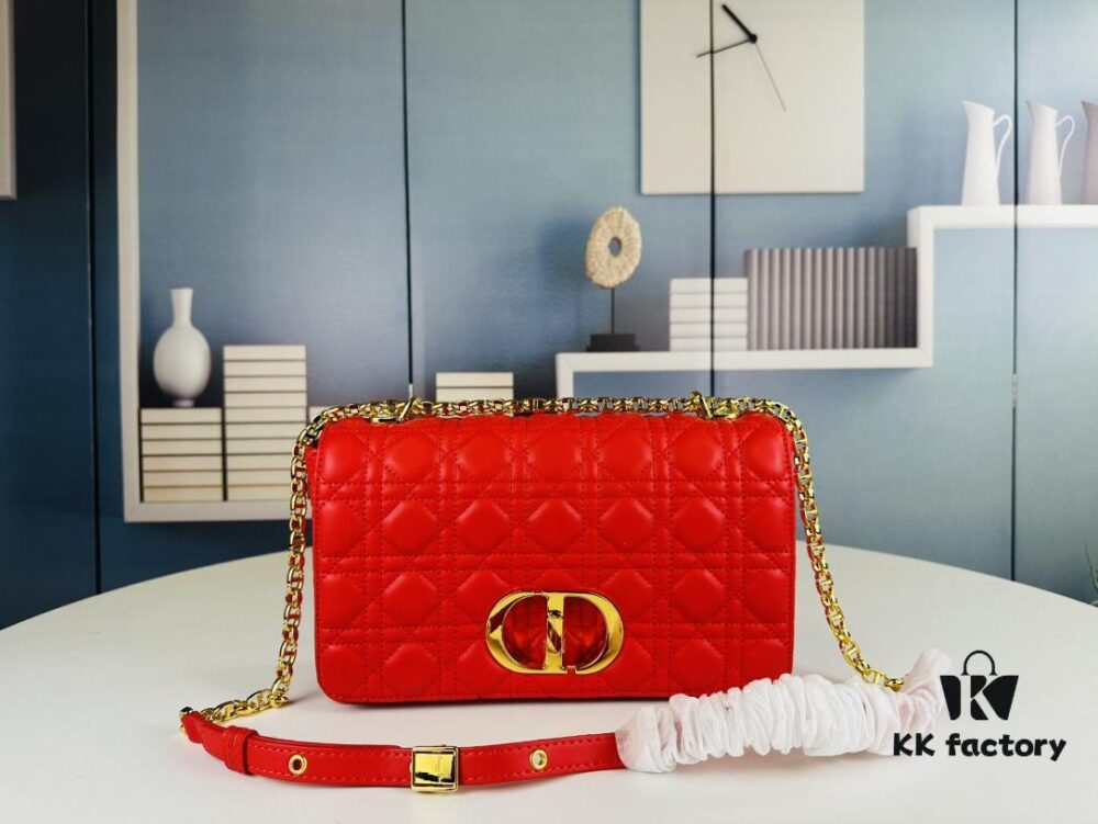 Dior Caro Large Leather Handbag in Caramel Beige