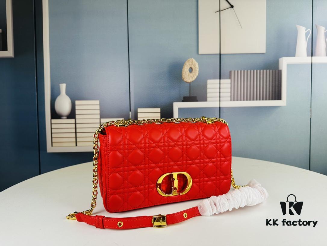 Dior Caro Large Leather Handbag in Caramel Beige