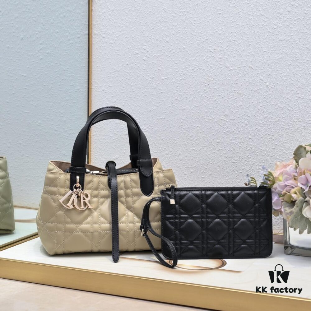 Dior Toujours Medium Bag in Beige Calfskin with Cannage Stitching