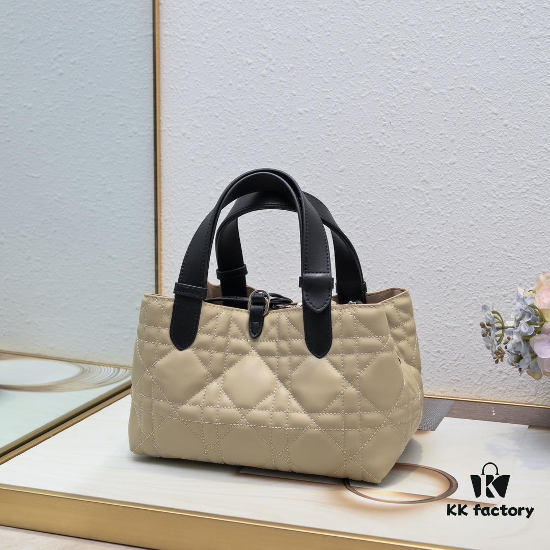 Dior Toujours Medium Bag in Beige Calfskin with Cannage Stitching