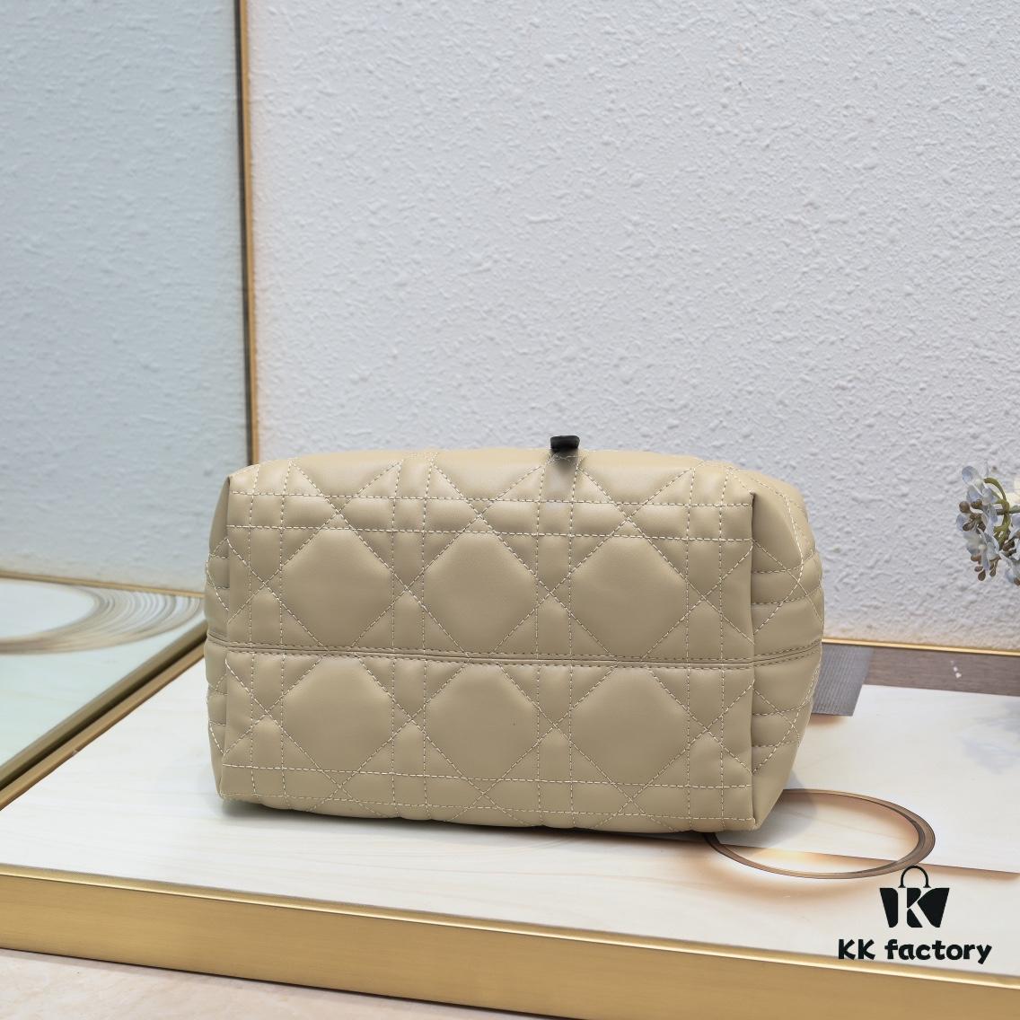 Dior Toujours Medium Bag in Beige Calfskin with Cannage Stitching