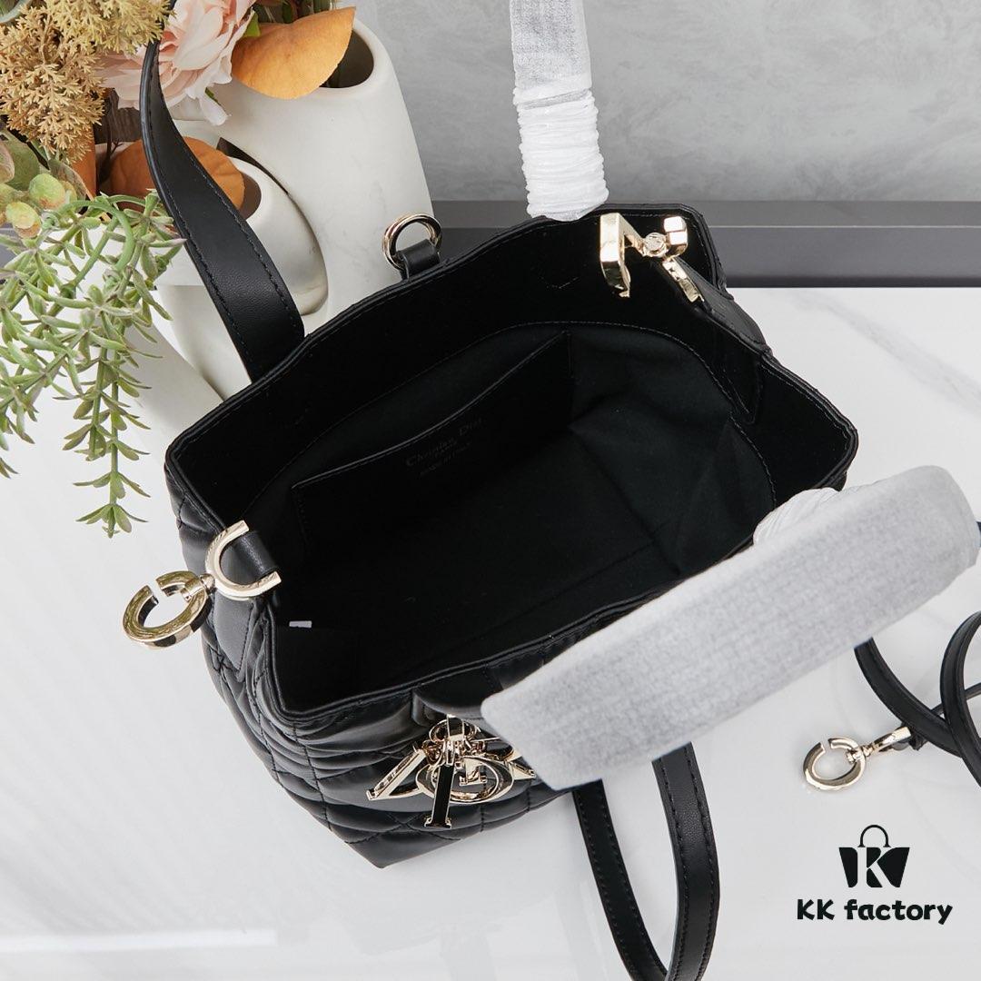 Dior Toujours Small Vertical Handbag in Black Calfskin Leather