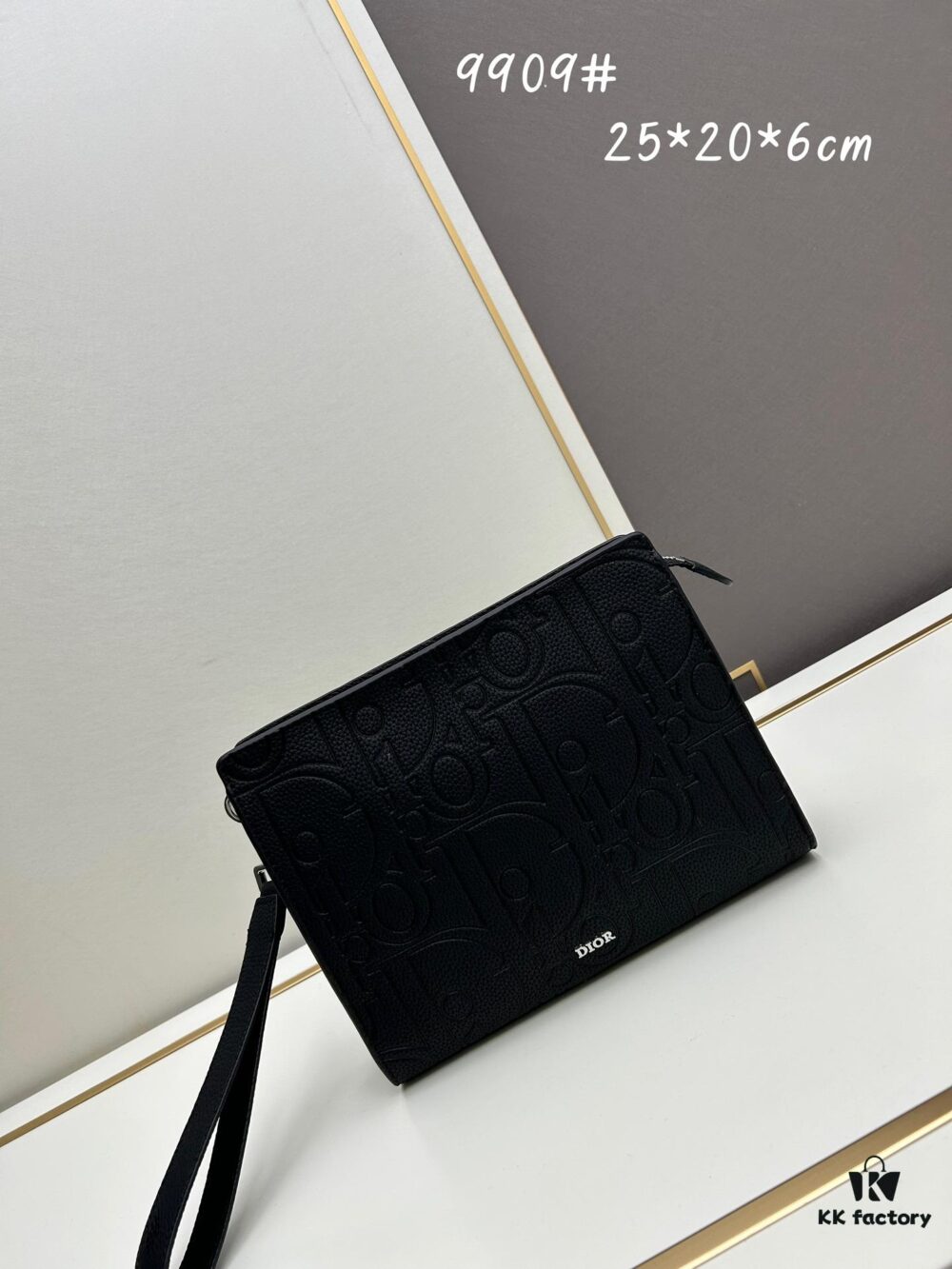 Dior Clutch with Box ||| This clutch is a signature piece from Dior, crafted meticulously from cowhide leather and inspired by the Dior archives. It features a prominent Dior logo on the front for elevated sophistication.