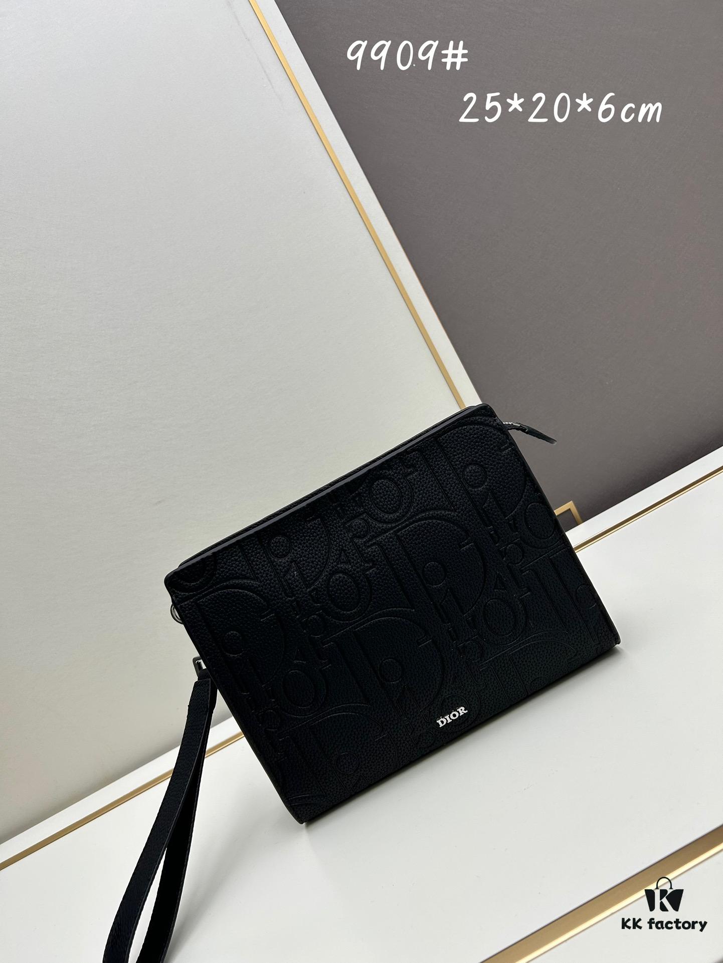 Dior Clutch with Box ||| This clutch is a signature piece from Dior, crafted meticulously from cowhide leather and inspired by the Dior archives. It features a prominent Dior logo on the front for elevated sophistication.