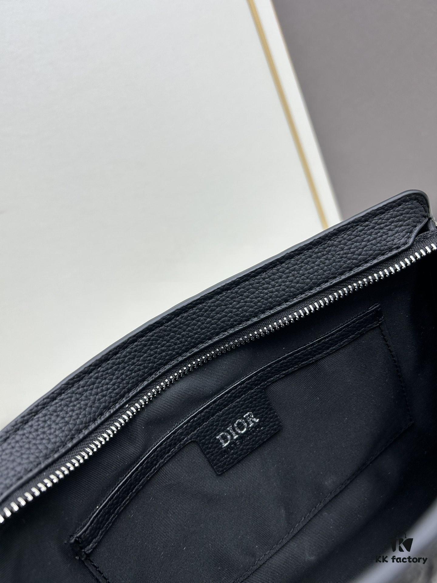 Dior Clutch with Box ||| This clutch is a signature piece from Dior, crafted meticulously from cowhide leather and inspired by the Dior archives. It features a prominent Dior logo on the front for elevated sophistication.