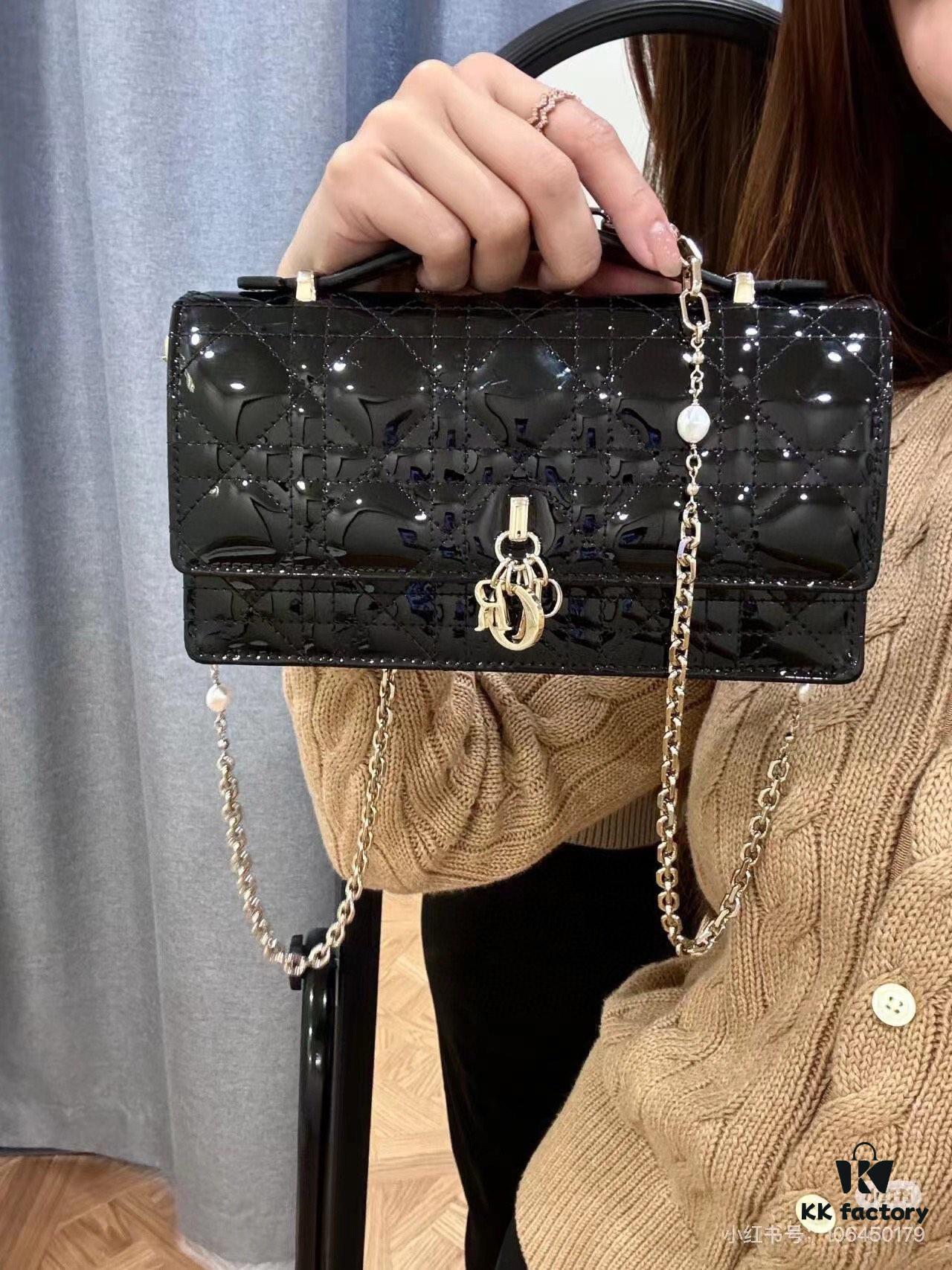 Lacquered Lady Dior Pearl Clutch Bag with Box