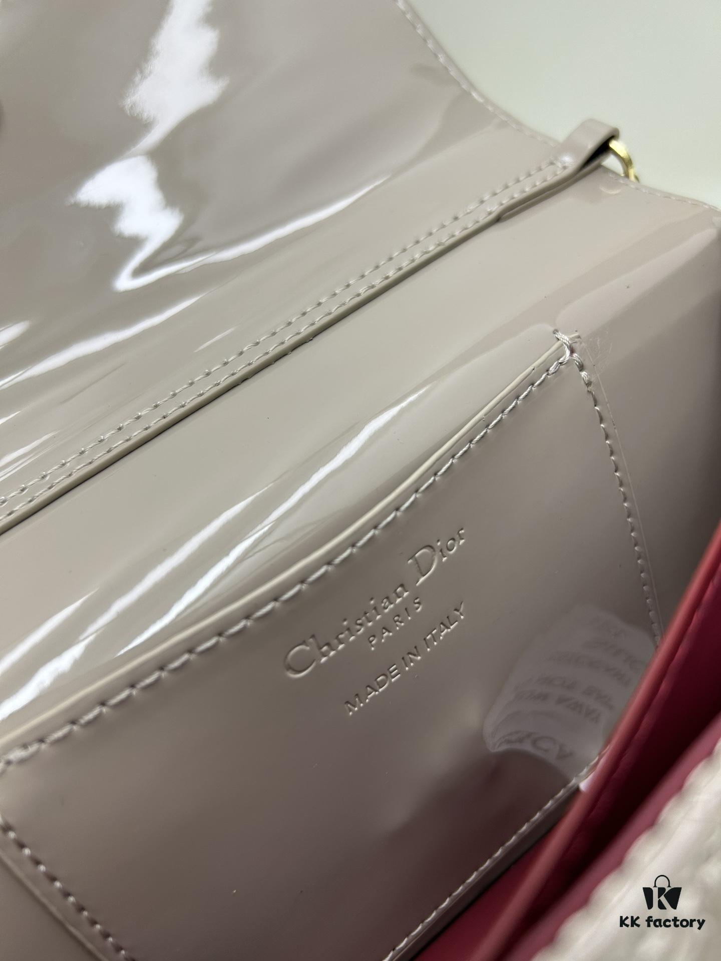 Lacquered Leather Lady Dior Pearl Clutch with Box