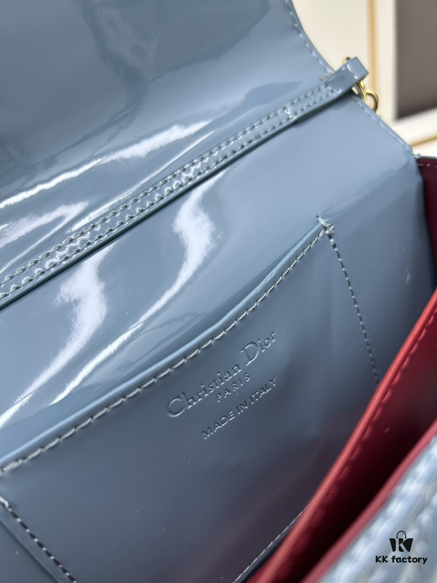 Lacquered Leather Lady Dior Pearl Clutch with Box