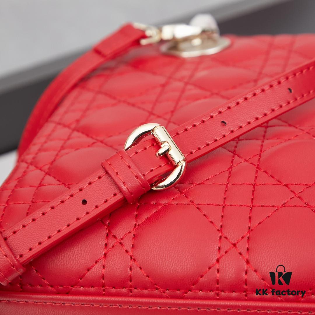 Large Lady Dior Handbag with Silk Scarf, Quilted Cannage Pattern, Five Compartment Design