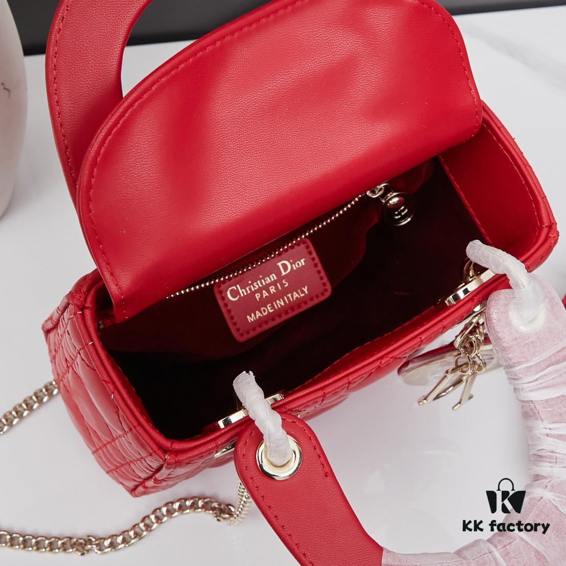 Lady Dior Small Three-Compartment Bag with Silk Scarf