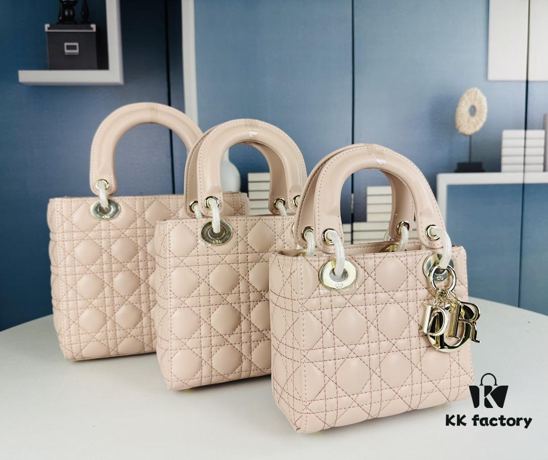 Large Lady Dior Bag with Silk Scarf, Quilted Cannage Pattern, Top-Grade Imported Leather