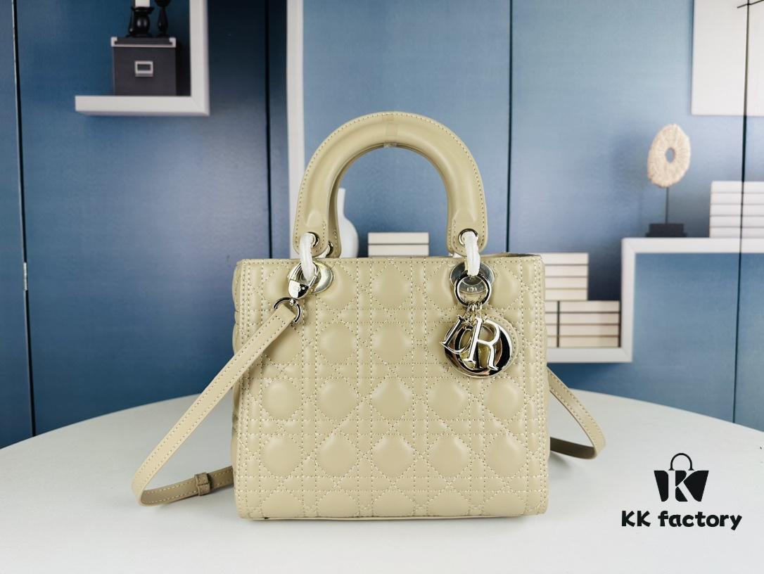 Large Lady Dior Handbag with Silk Scarf, Quilted Cannage Pattern, Five Compartment Design