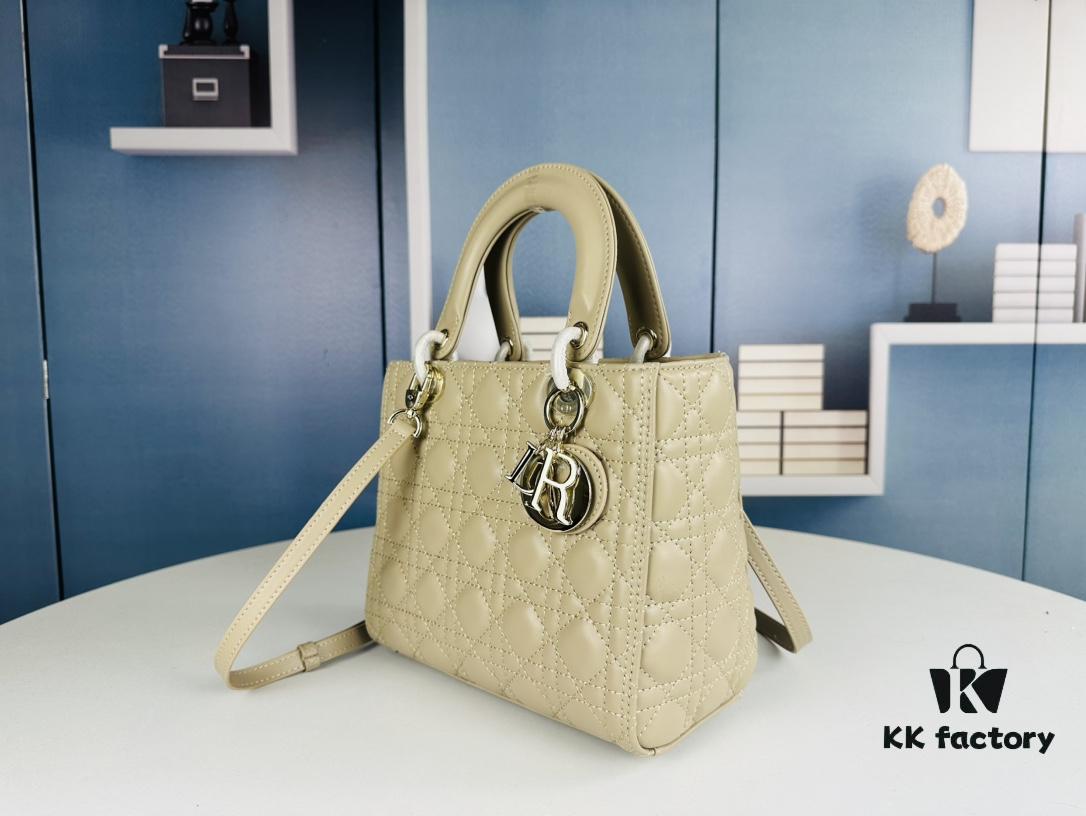 Large Lady Dior Handbag with Silk Scarf, Quilted Cannage Pattern, Five Compartment Design