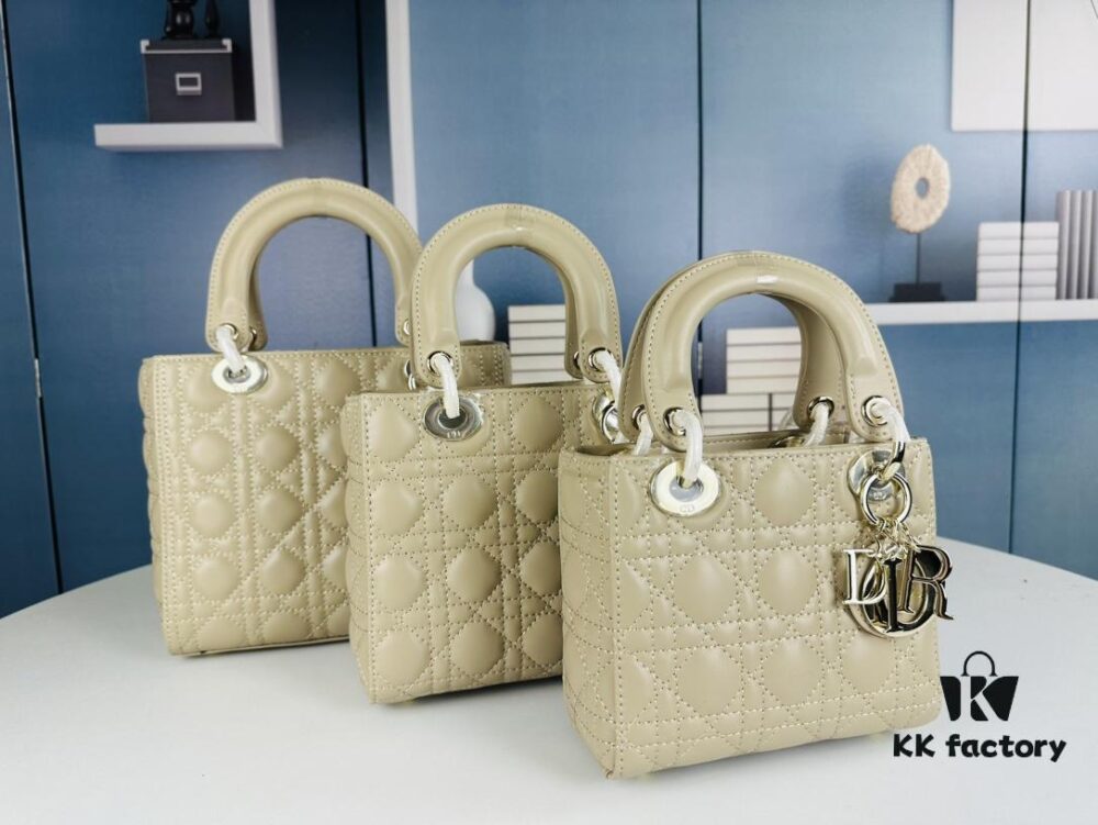 Large Lady Dior Handbag with Silk Scarf, Quilted Cannage Pattern, Five Compartment Design