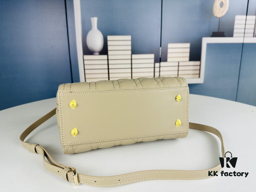 Large Lady Dior Handbag with Silk Scarf, Quilted Cannage Pattern, Five Compartment Design