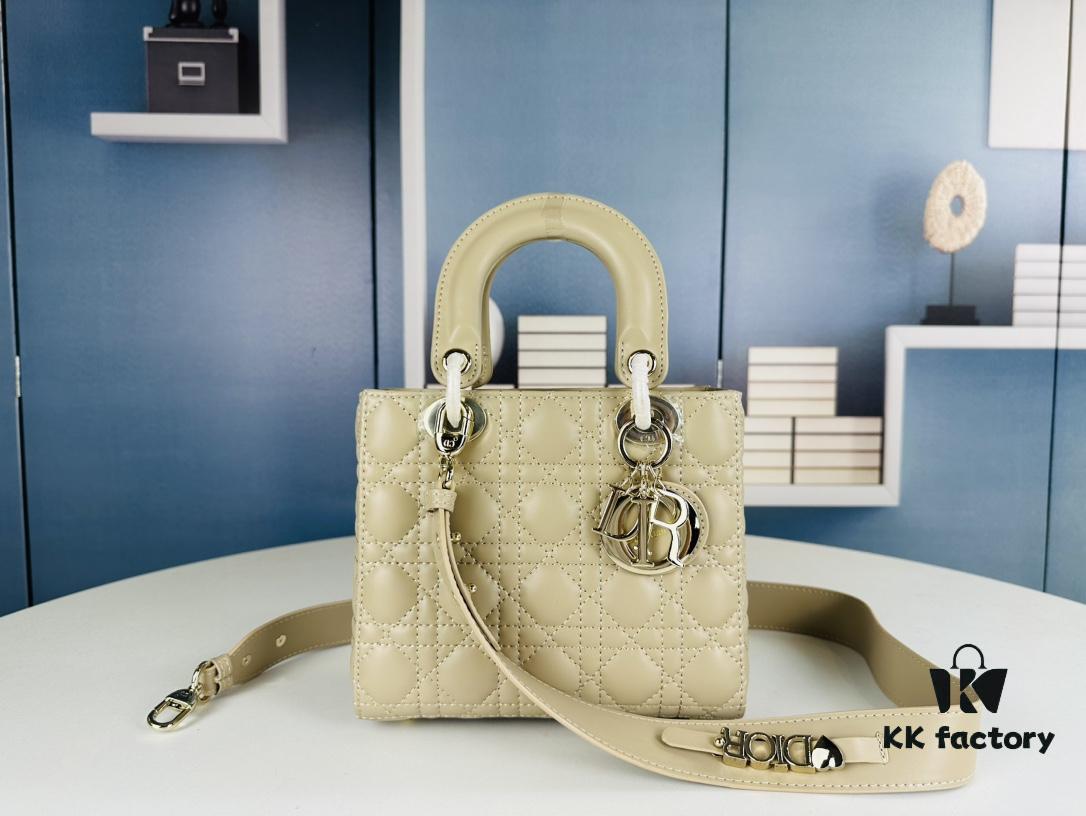 Medium Lady Dior Bag with Silk Scarf, Cannage Quilting, Four Compartment Handbag