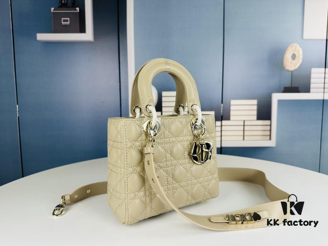 Medium Lady Dior Bag with Silk Scarf, Cannage Quilting, Four Compartment Handbag