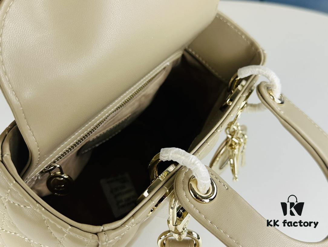 Medium Lady Dior Bag with Silk Scarf, Cannage Quilting, Four Compartment Handbag