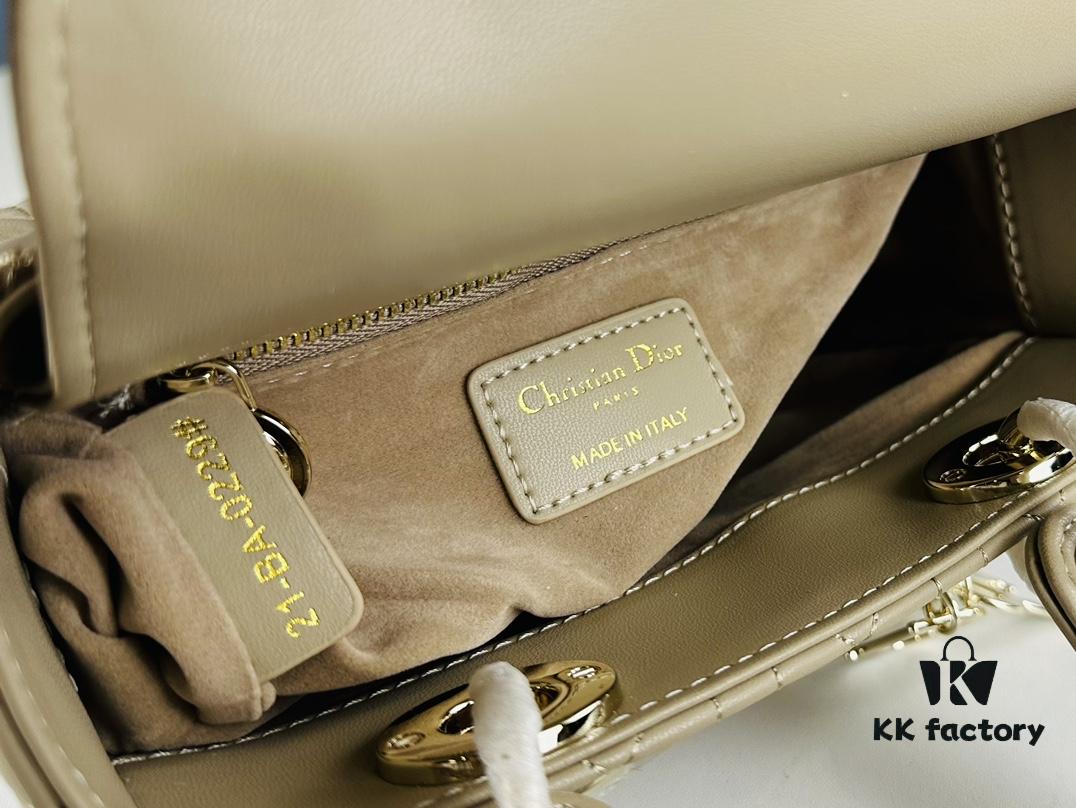 Medium Lady Dior Bag with Silk Scarf, Cannage Quilting, Four Compartment Handbag