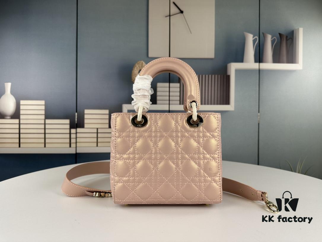 Medium Lady Dior Bag with Silk Scarf, Quilted Cannage Pattern, Top-Grade Imported Leather