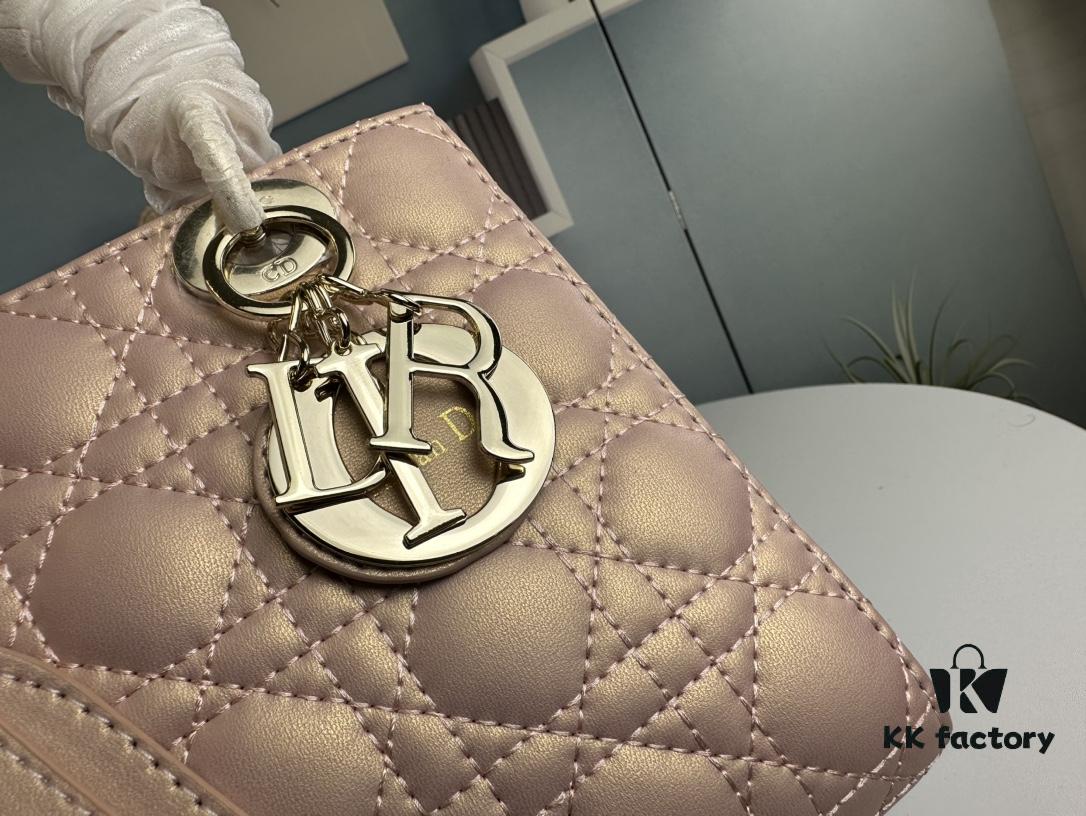 Medium Lady Dior Bag with Silk Scarf, Quilted Cannage Pattern, Top-Grade Imported Leather