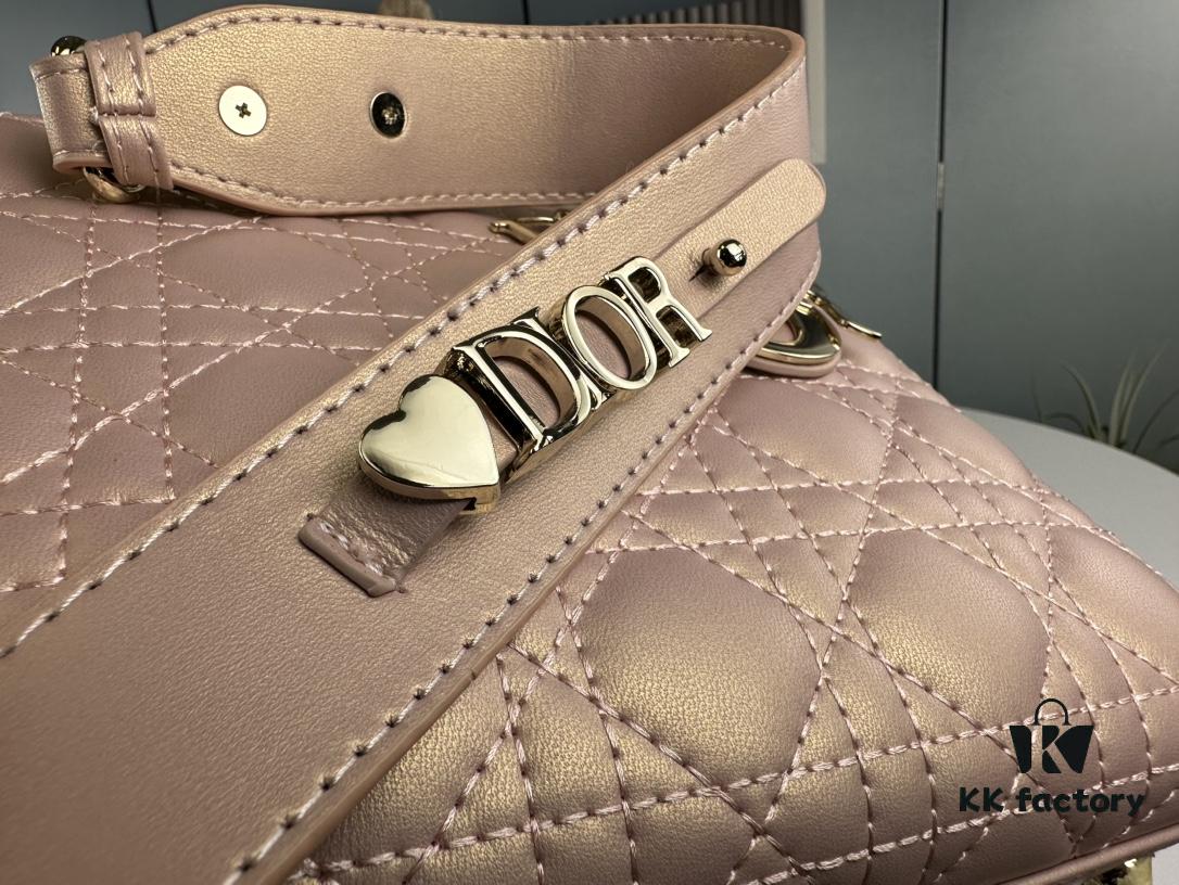 Medium Lady Dior Bag with Silk Scarf, Quilted Cannage Pattern, Top-Grade Imported Leather