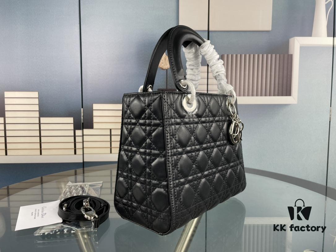 Large Lady Dior Handbag with Silk Scarf, Quilted Cannage Pattern Inspired by Napoleon III Chairs