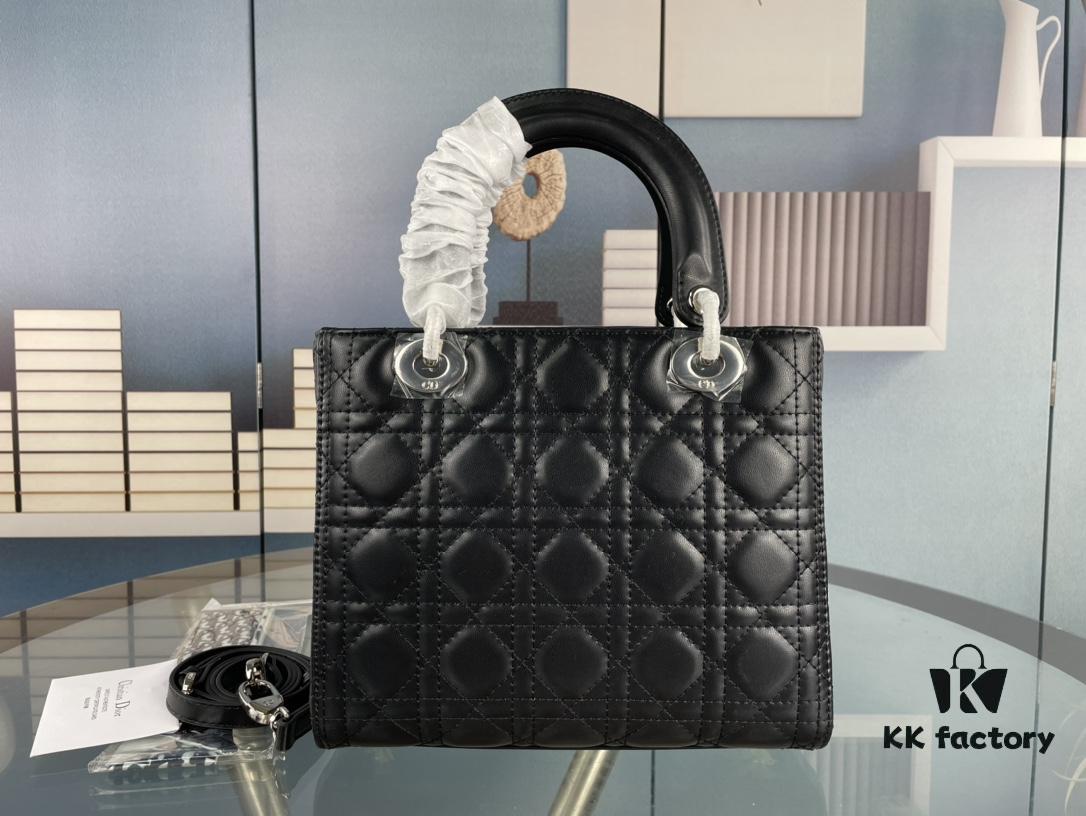 Large Lady Dior Handbag with Silk Scarf, Quilted Cannage Pattern Inspired by Napoleon III Chairs