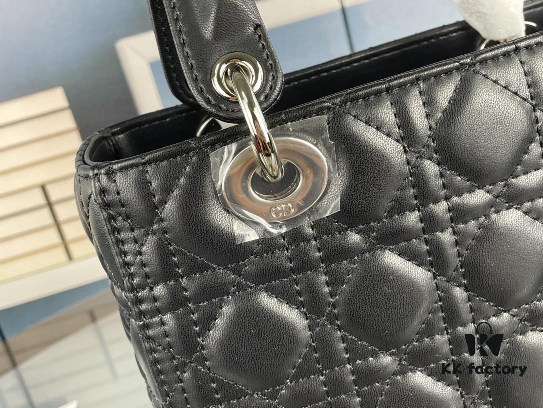 Large Lady Dior Handbag with Silk Scarf, Quilted Cannage Pattern Inspired by Napoleon III Chairs