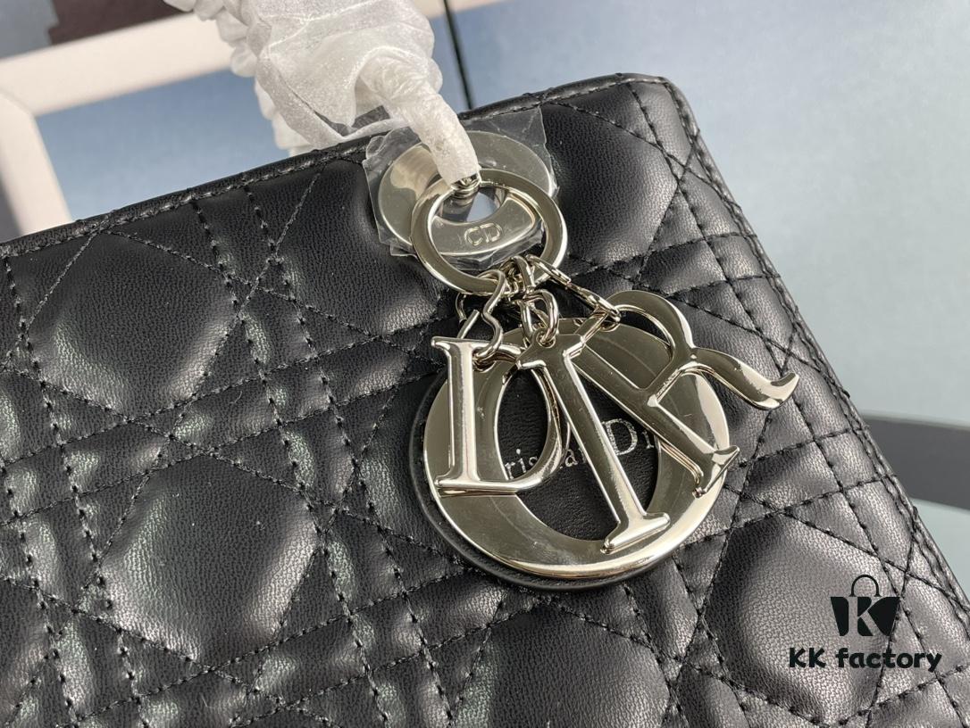 Large Lady Dior Handbag with Silk Scarf, Quilted Cannage Pattern Inspired by Napoleon III Chairs