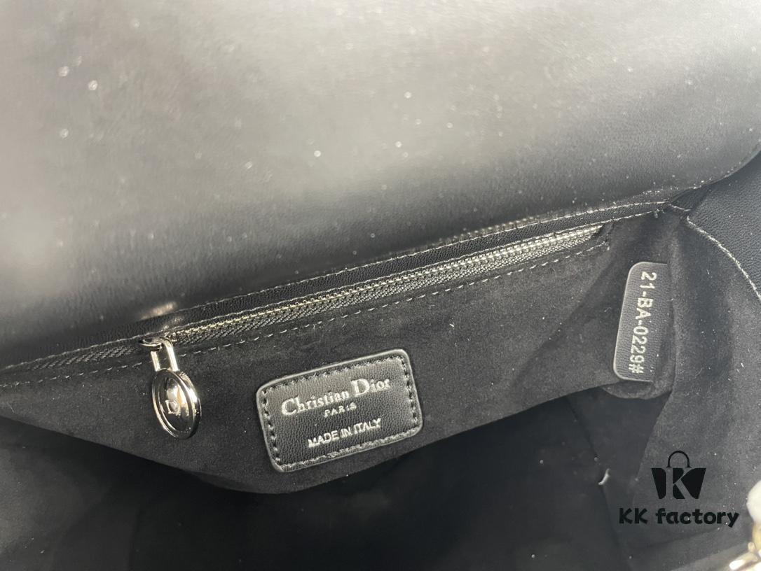 Large Lady Dior Handbag with Silk Scarf, Quilted Cannage Pattern Inspired by Napoleon III Chairs