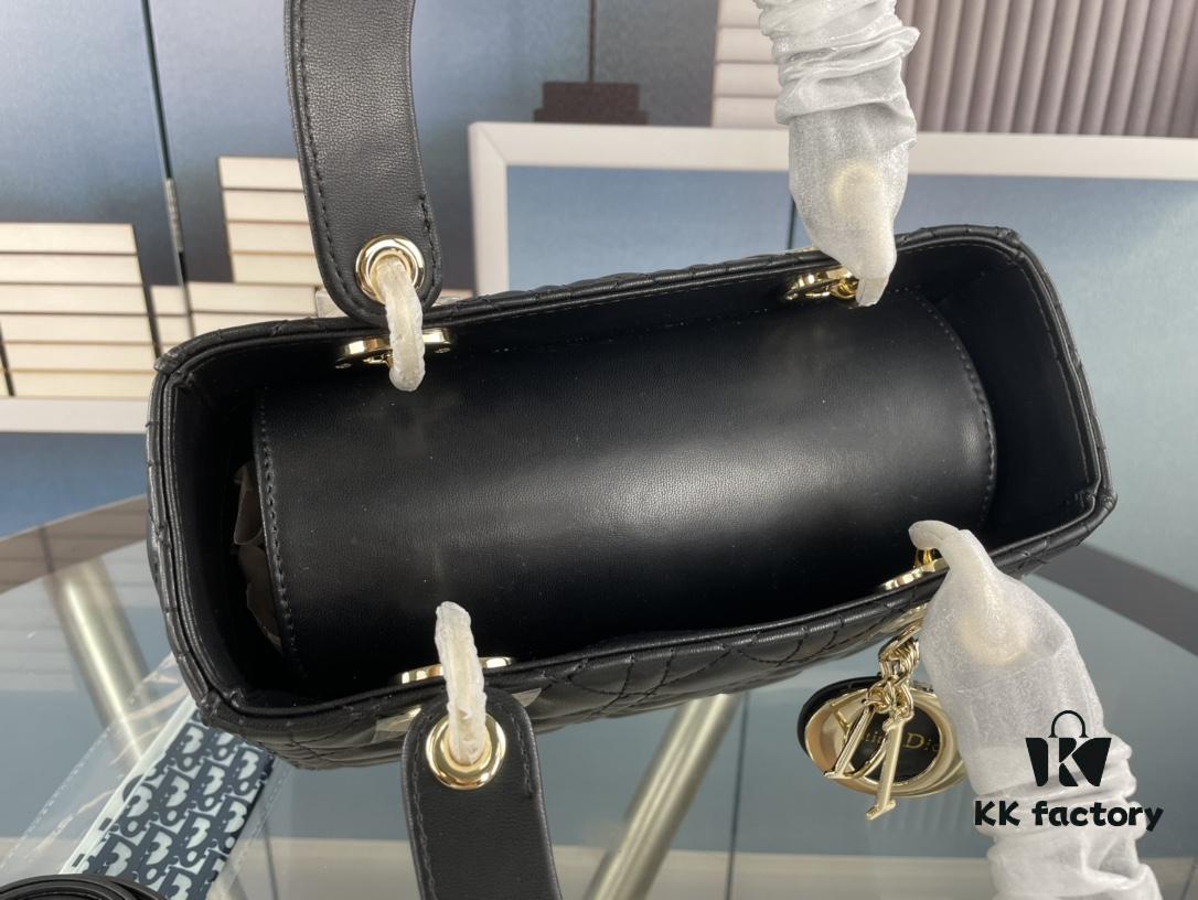 Large Lady Dior Handbag with Silk Scarf, Cannage Quilting, Five Compartment Design