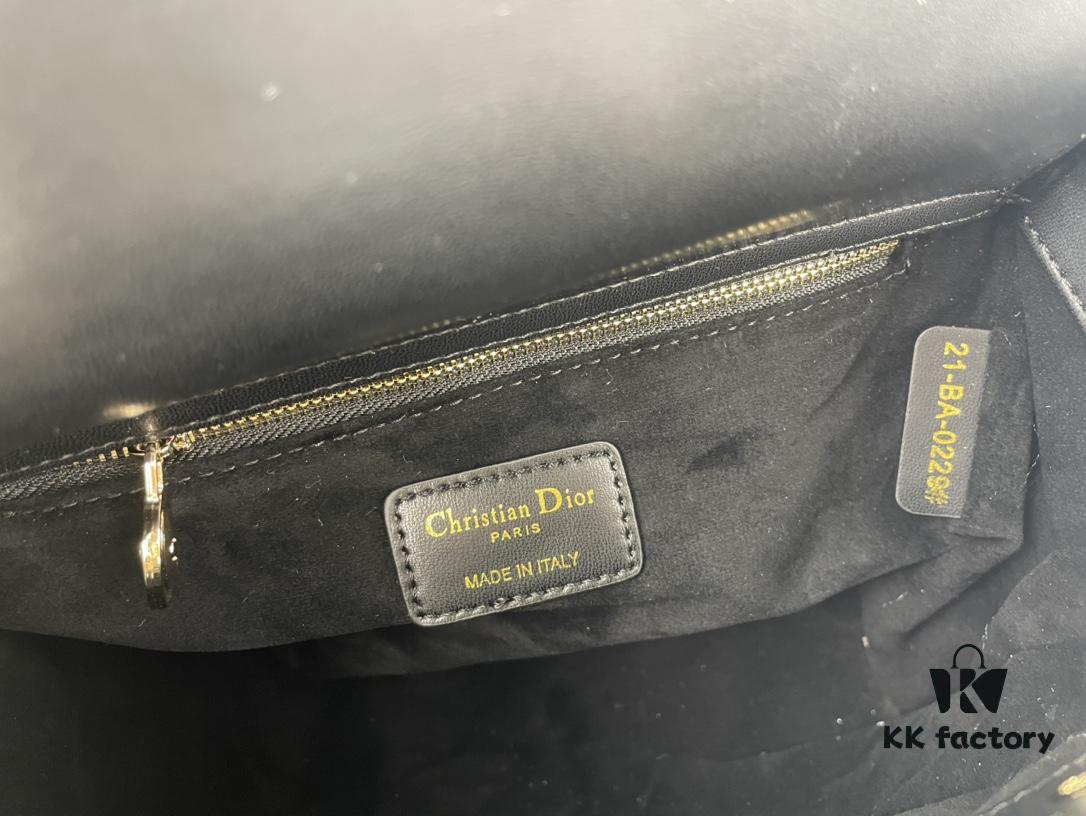 Large Lady Dior Handbag with Silk Scarf, Cannage Quilting, Five Compartment Design