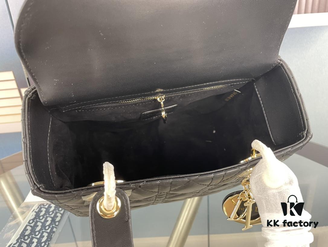 Large Lady Dior Handbag with Silk Scarf, Cannage Quilting, Five Compartment Design