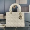 Large Lady Dior Handbag with Silk Scarf, Cannage Quilting, Top-Grade Imported Leather, Five Compartment Design
